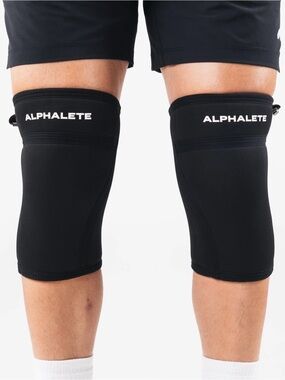 Alphalete Black Knee Sleeves with White Logo